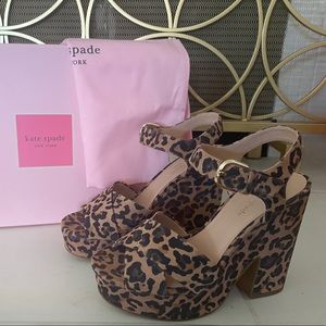 New Kate Spade Grace Platform Sandals Leopard Tawny Sz 6.5 shoes